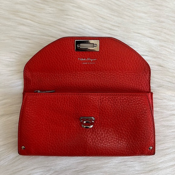 SALVATORE FERRAGAMO CALF LEATHER LONG WALLET AND SILK SCARF BUNDLE - Picture 3 of 15